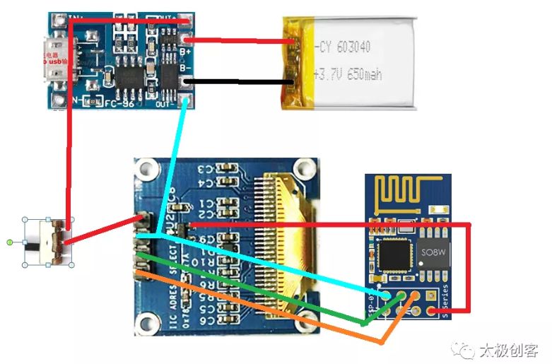 OLED小电视 连线图 Arduino