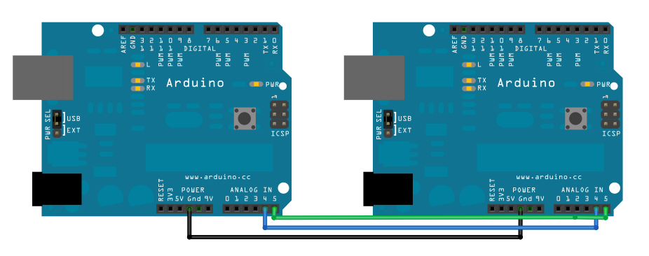 Wire板间通讯电路图Arduino IIC协议 Wire 太极创客